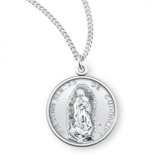 Our Lady of Guadalupe Round Sterling Silver Medal - S3582