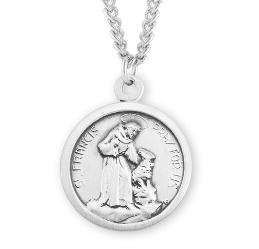 St. Francis of Assisi Round Sterling Silver Medal - S3599