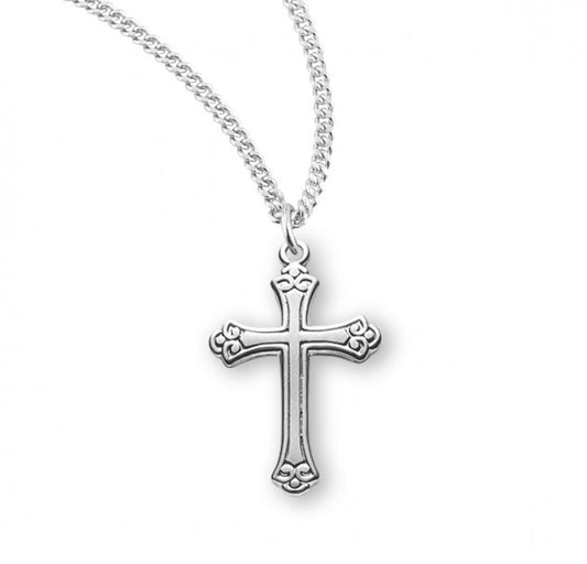 Swirl Tipped Cross, Sterling Silver - S3759