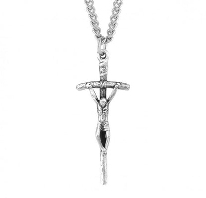 Papal Crucifix, Sterling Silver on 24" Chain