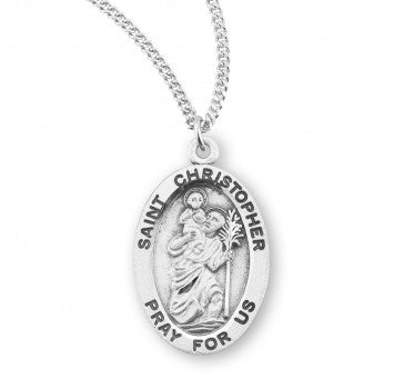 St. Christopher, Sterling Silver Small Oval Medal - S4734