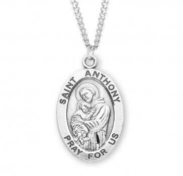 St. Anthony, Sterling Silver Large Oval Medal