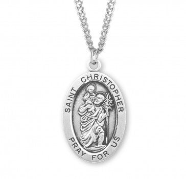 St. Christopher, Sterling Silver Large Oval Medal