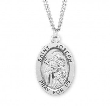 St. Joseph, Sterling Silver Large Oval Medal