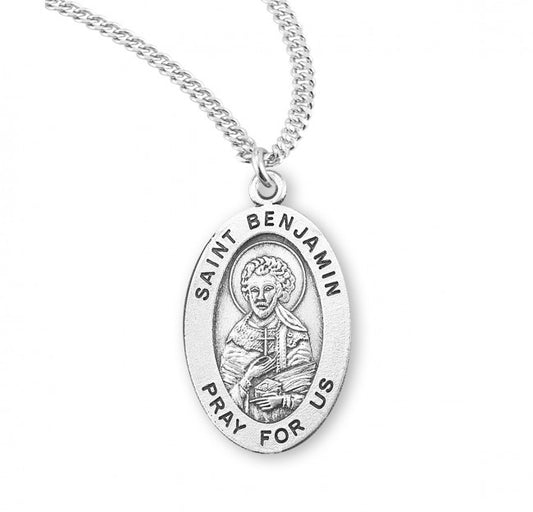 St. Benjamin, Sterling Silver Oval Medal - S9222