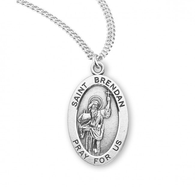 St. Brendan, Sterling Silver Oval Medal - S9228