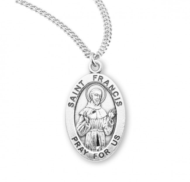 St. Francis of Assisi,  Sterling Silver Oval Medal - S9255