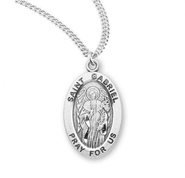 St. Gabriel the Archangel, Sterling Silver Oval Medal - S9258