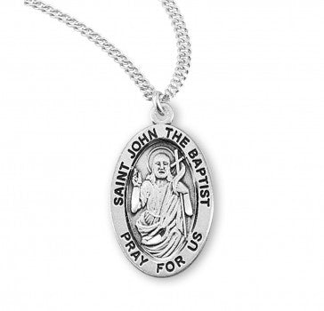 St. John The Baptist Sterling Silver Oval Medal