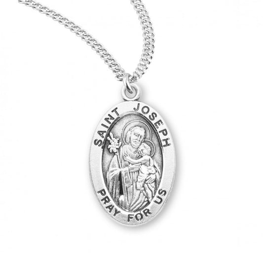 St. Joseph, Oval Sterling Silver Medal - S9293