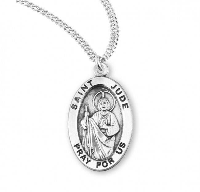 St. Jude, Sterling Silver Oval Medal - S9300