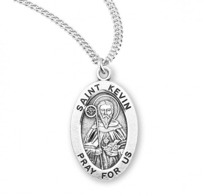 St. Kevin, Sterling Silver Oval Medal - S9303