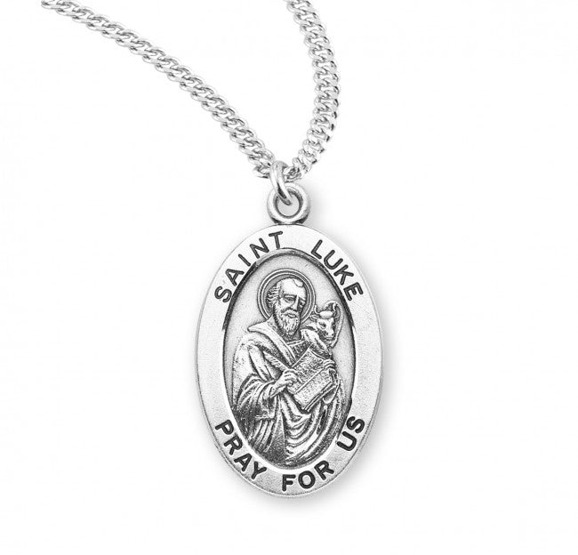 St. Luke, Sterling Silver Oval Medal - S9311