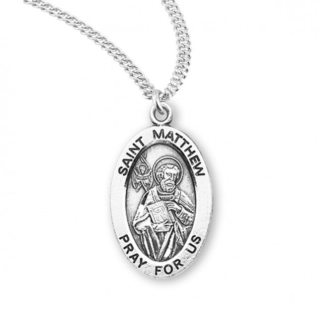 St. Matthew, Sterling Silver Oval Medal