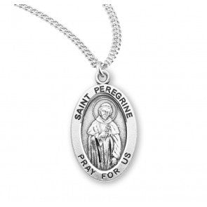 St. Peregrine Sterling Silver Oval Medal