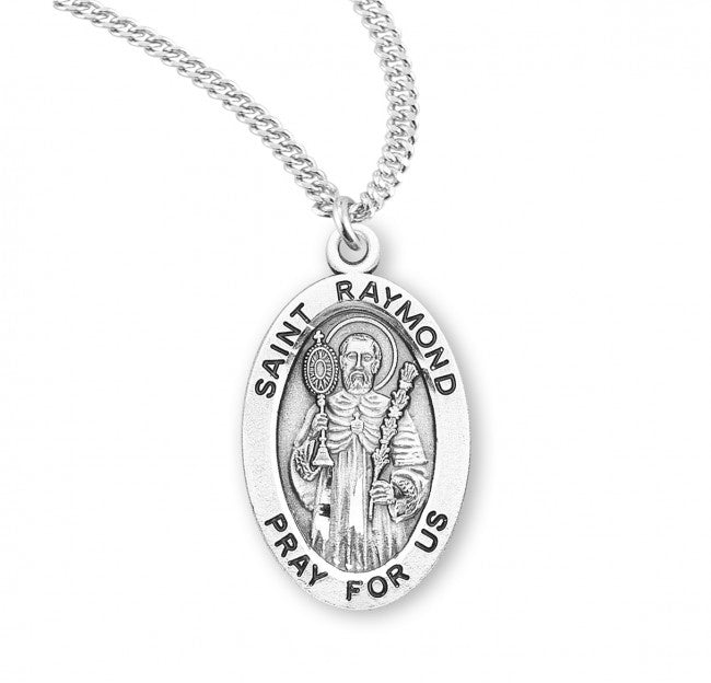 St. Raymond, Sterling Silver Oval Medal - S9338