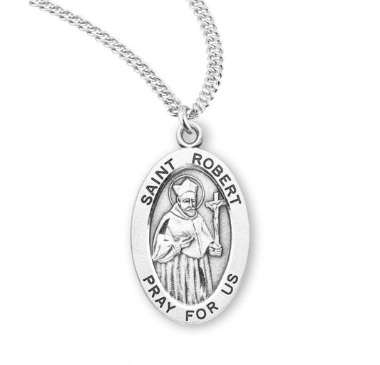 St. Robert, Sterling Silver Oval Medal - S9342