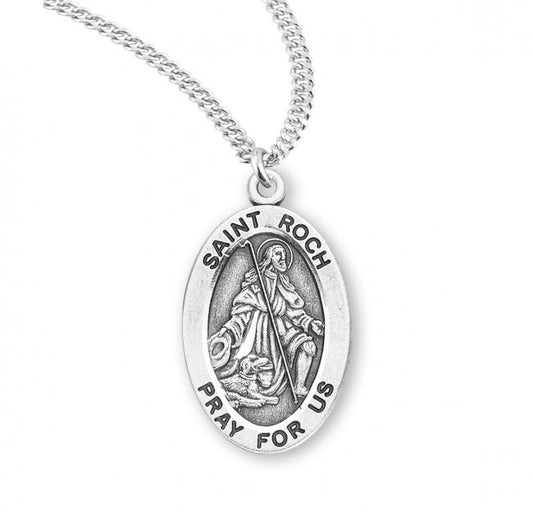 St. Roch, Sterling Silver Oval Medal - S9343