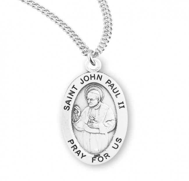 St. John Paul II, Sterling Silver Oval Medal - S9370