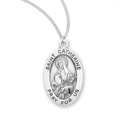 St. Catherine of Siena, Sterling Silver Oval Medal