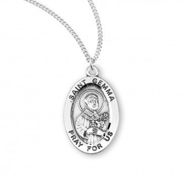 St. Gemma Sterling Silver Oval Medal