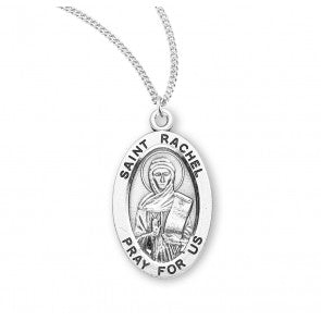 St. Rachel Sterling Silver Medal with Rhodium Chain