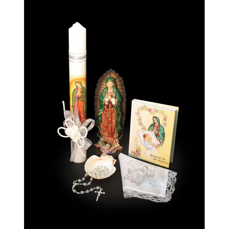 Baptismal Set with Our Lady of Guadalupe Candle