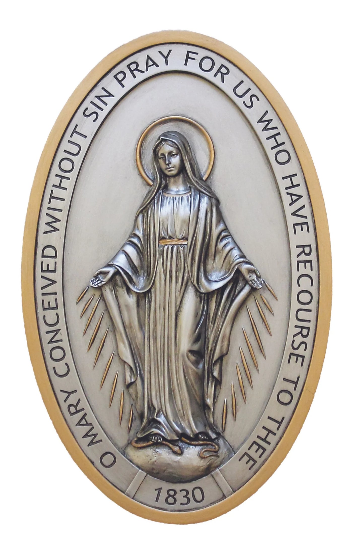 Miraculous Medal Plaque, Metalic Style, Veronese Collection - 5x8"