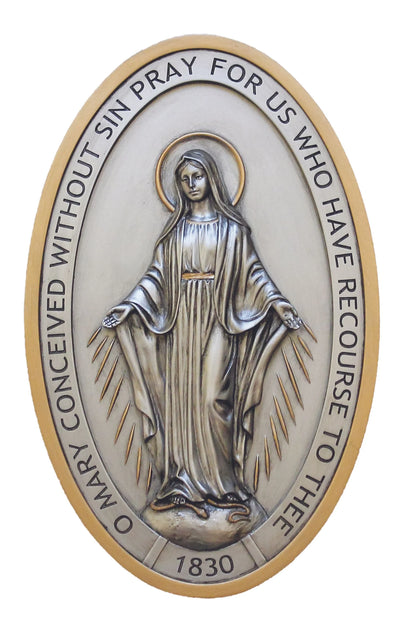 Miraculous Medal Plaque, Metalic Style, Veronese Collection - 5x8"