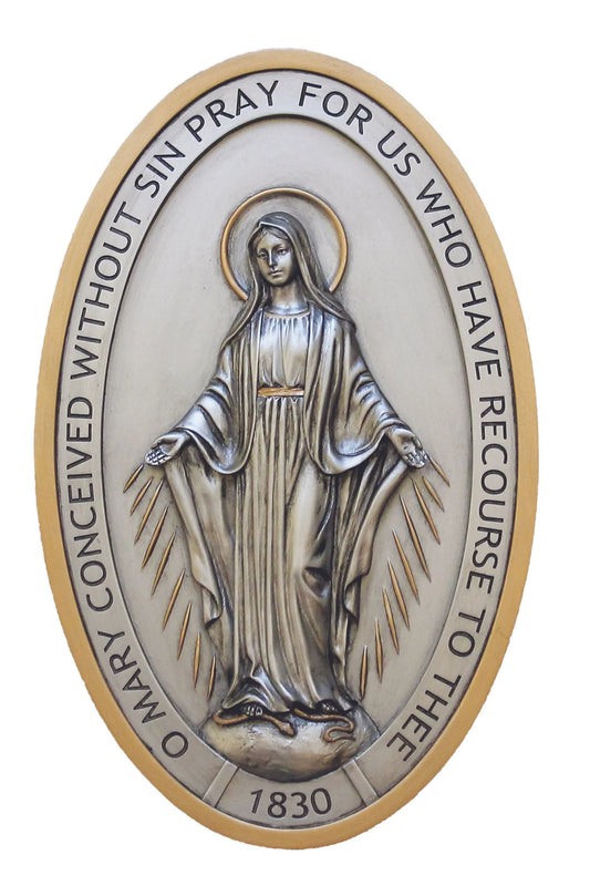 Miraculous Medal Plaque, Metalic Style, Veronese Collection - 5x8"