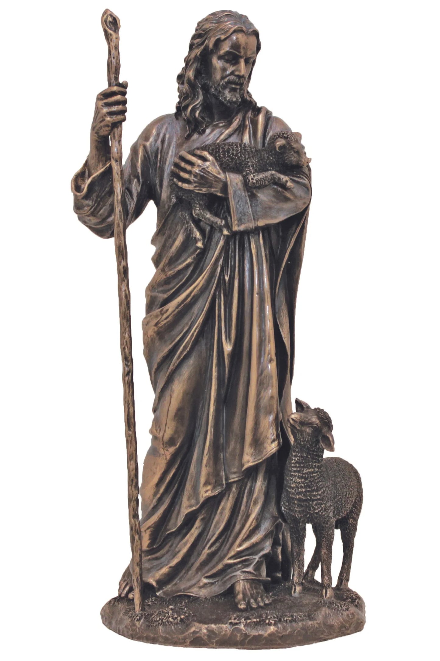 Good Shepherd, Veronese Collection, in lightly hand-painted cold cast bronze - 11.5"