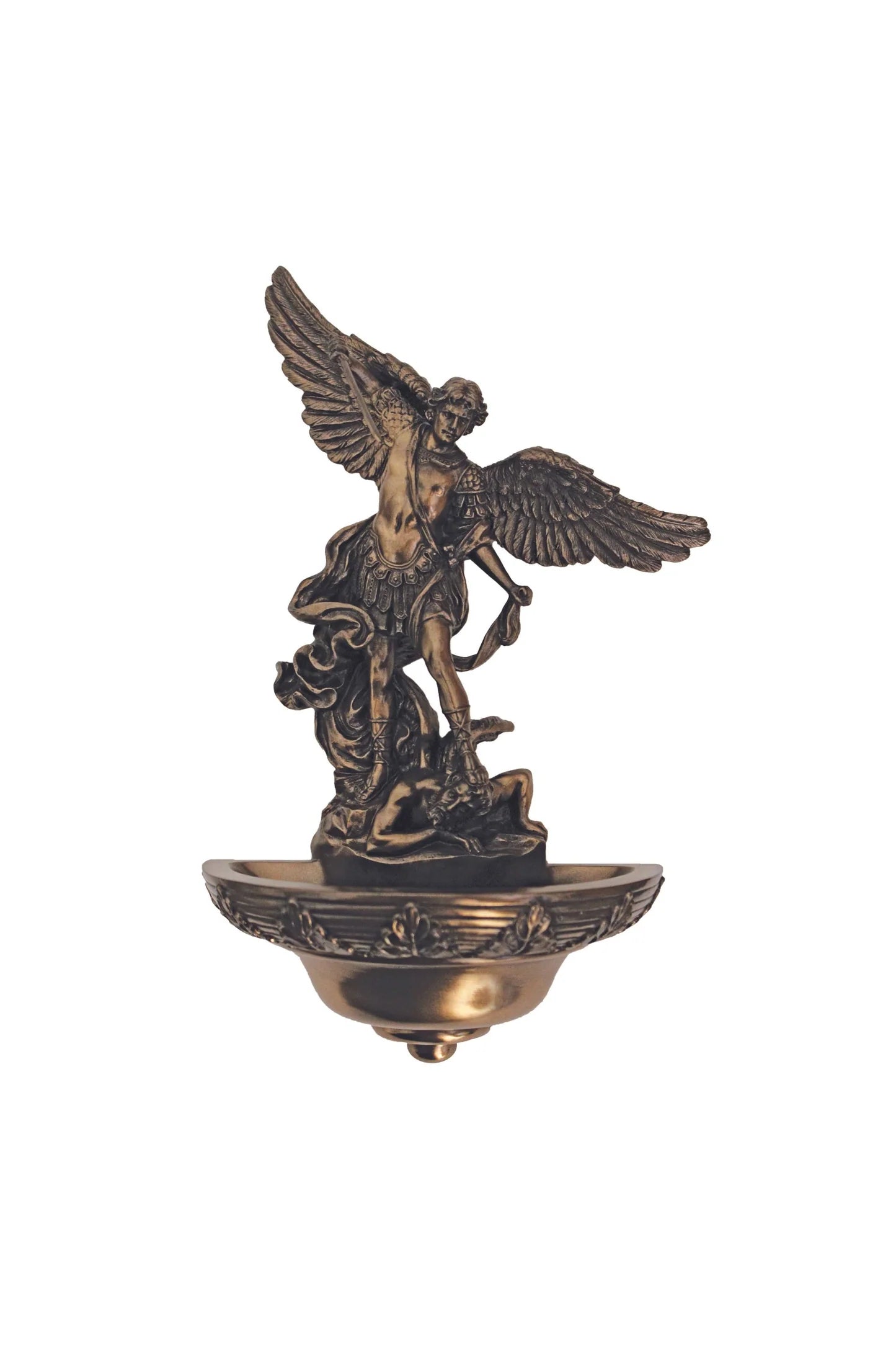 St. Michael Holy Water Font in Cold Cast Bronze