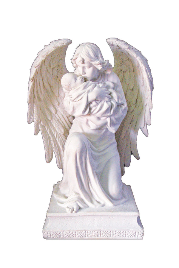Guardian Angel Holding Baby Statue - 7"