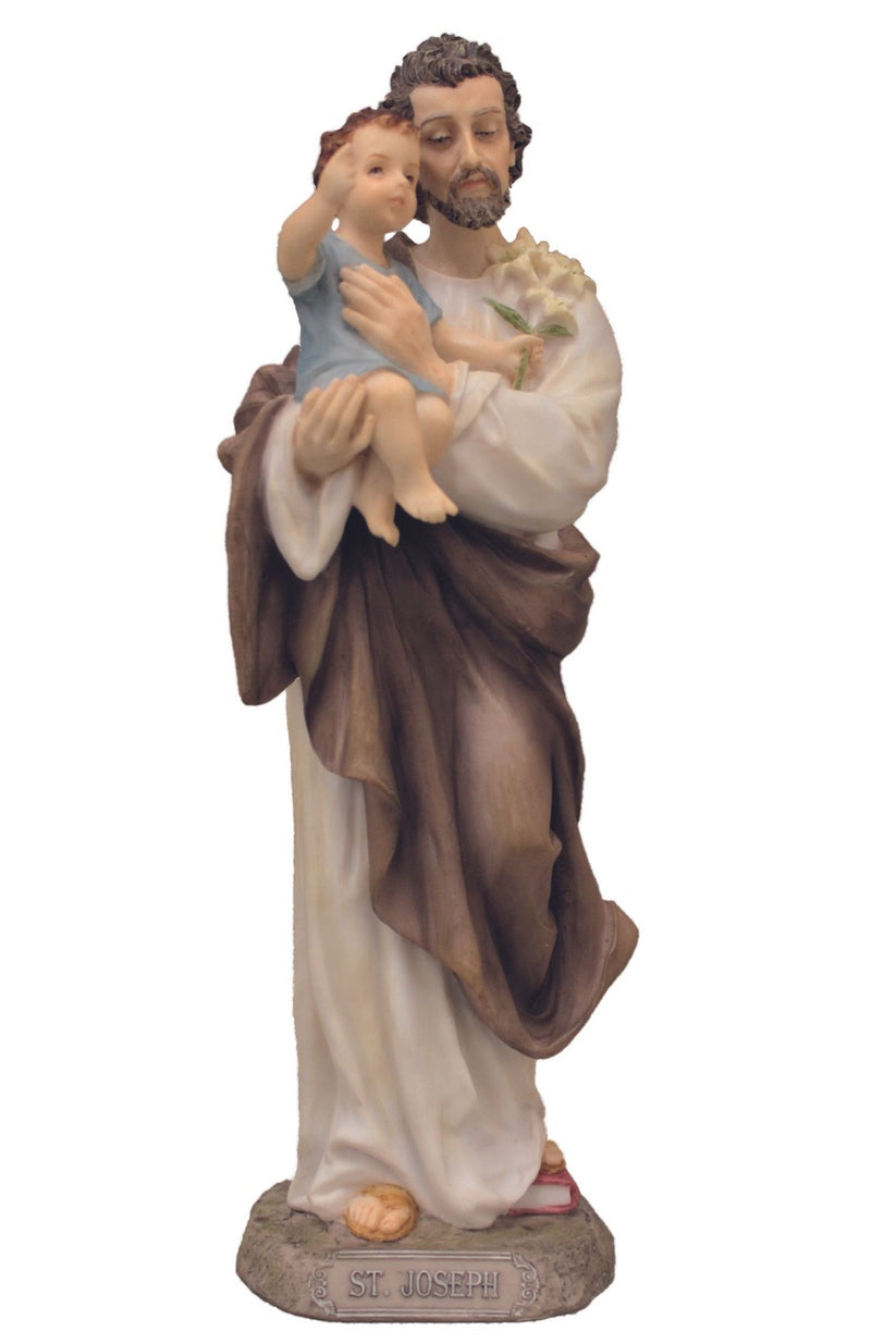 8 inch St. Joseph and child statue, hand- painted