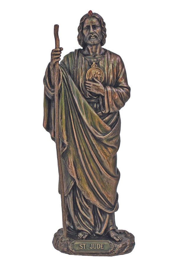 St. Jude in lightly hand-painted cold cast bronze, Veronese Collection - 8" Statue