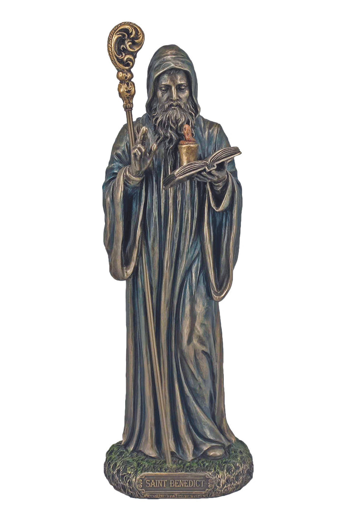 8" St. Benedict Statue - Cold Cast Bronze