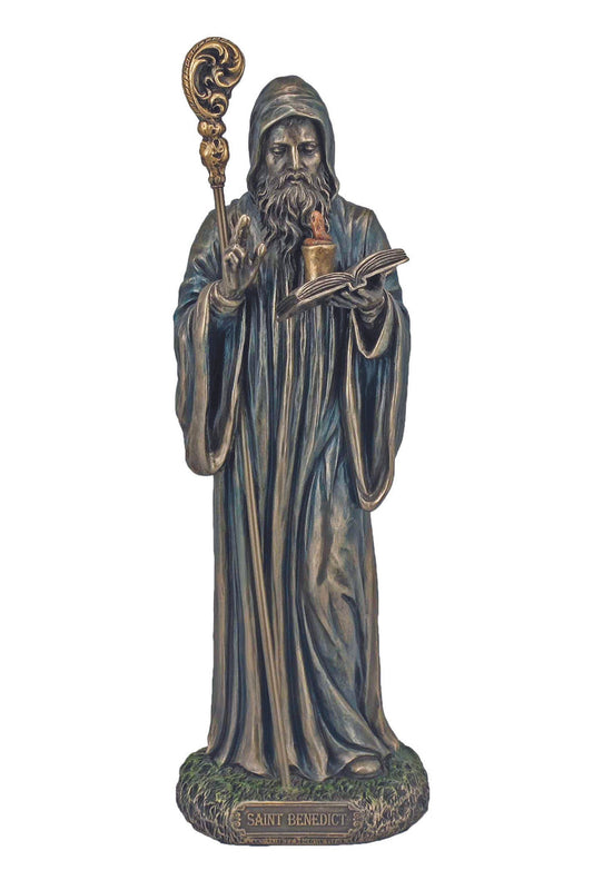 8" St. Benedict Statue - Cold Cast Bronze