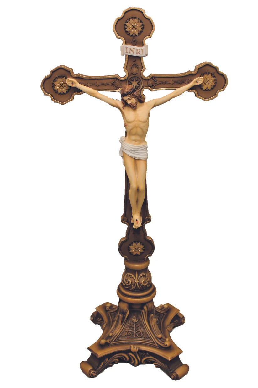 Ornate Standing Crucifix - 13" (Color Variants)