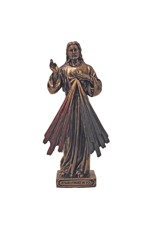 Divine Mercy in lightly hand-painted cold cast bronze, Veronese Collection - 3.5" Statue