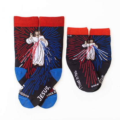 Religious Themed Socks, Kids-Adult Size (Many Variants)