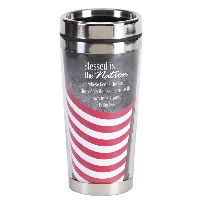 Blessed Is The Nation Flag Travel Mug