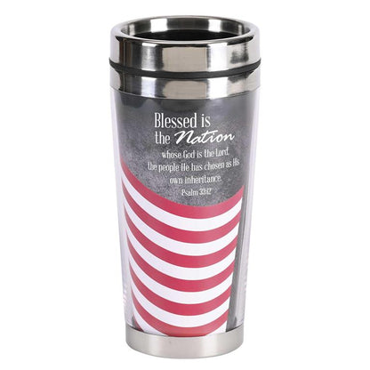 Blessed Is The Nation Flag Travel Mug