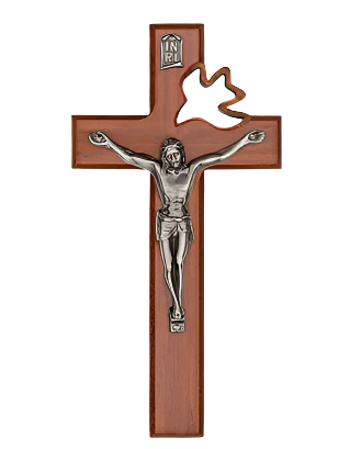 Holy Spirit, Stained Walnut Crucifix - 8"