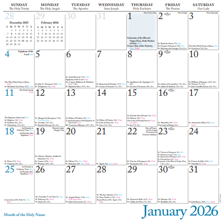 2026 Mary and the Saints Wall Calendar