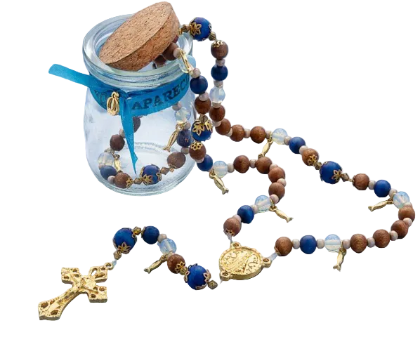 Our Lady of Aparecida, Miraculous Catch Rosary with Glass Jar Case