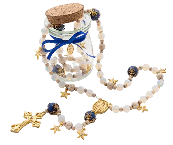 Our Lady of Grace, 12 Stars Rosary with Glass Bottle Case