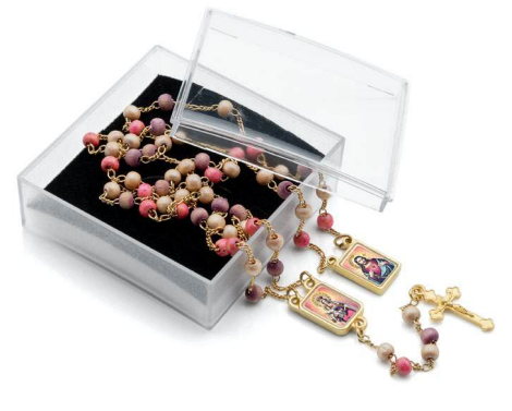 Our Lady of Mt. Carmel and Sacred Heart of Jesus, Scapular Petite Rosary Necklace