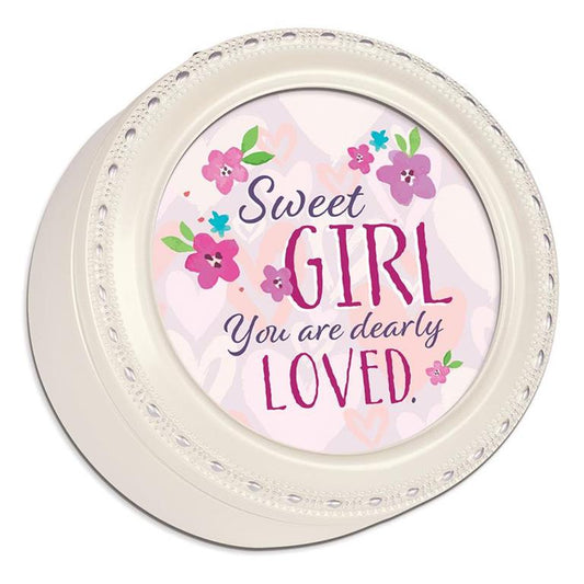 SWEET GIRL ROUND MUSICAL KEEPSAKE BOX