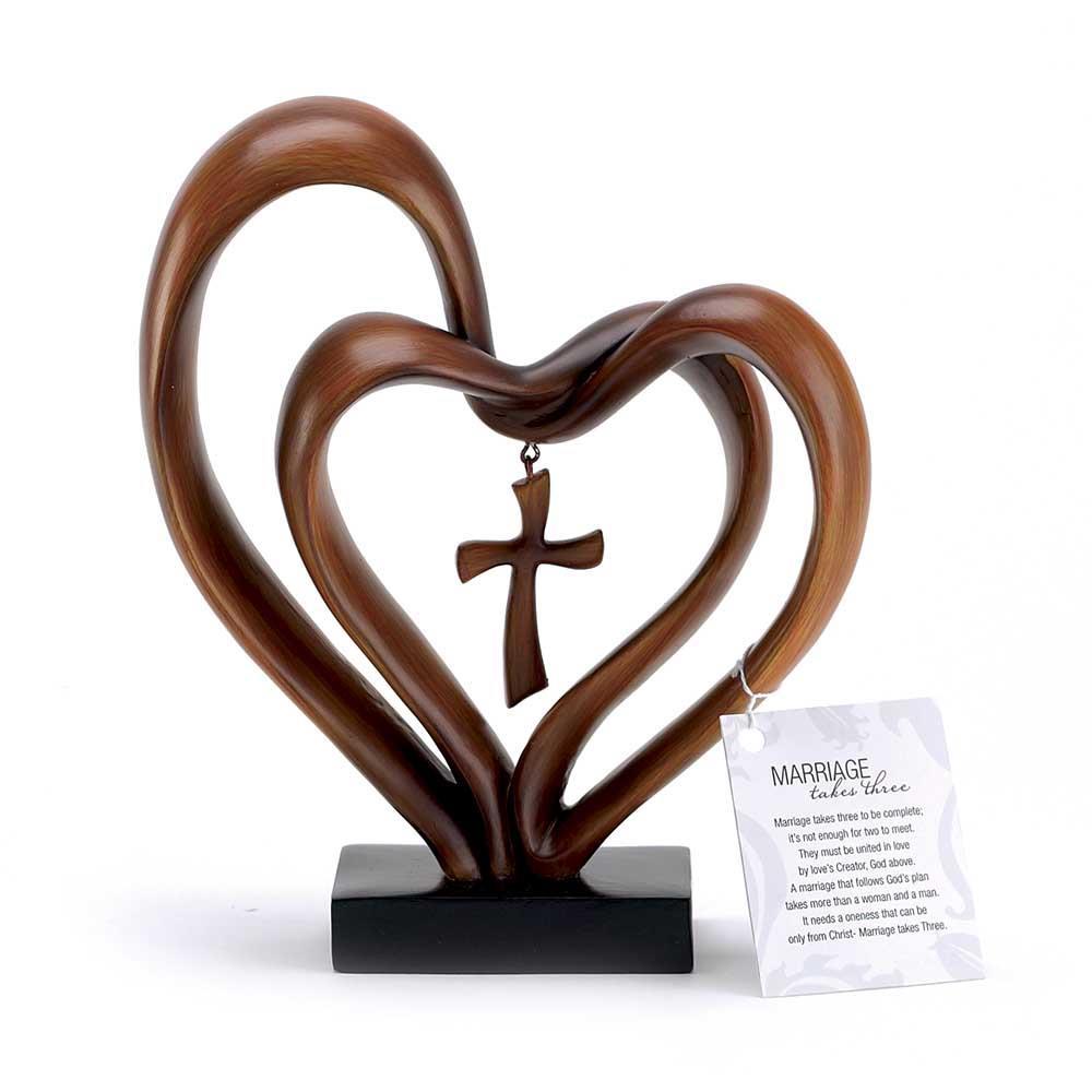 Entwined Hearts with Cross, Marriage Takes Three - 8"