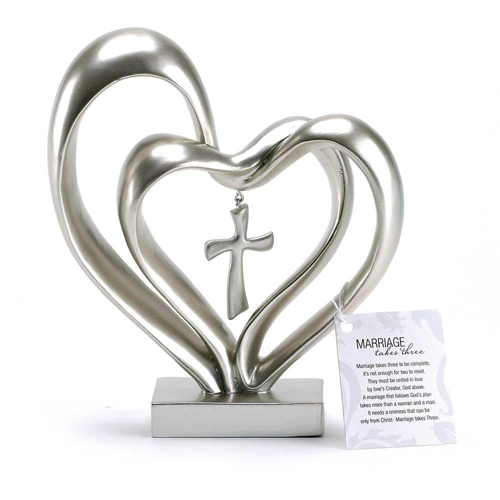 Entwined Hearts with Cross, Marriage Takes Three - 8"
